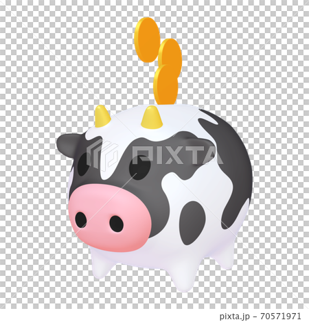 錢插圖材料牛存錢罐和硬幣（1_1） 70571971