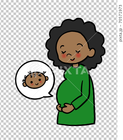 妊娠中の黒人女性のイラストのイラスト素材