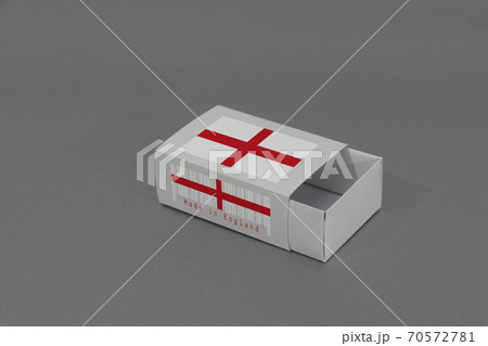 England flag on white box with barcode and the color of nation flag on grey background England flag on white box with barcode and the color of nation flag on grey background 70572781