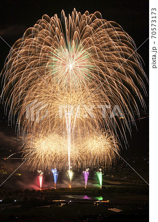 長野県安曇野市 安曇野花火大会の写真素材