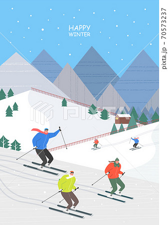 スキー スキー場 山のイラスト素材