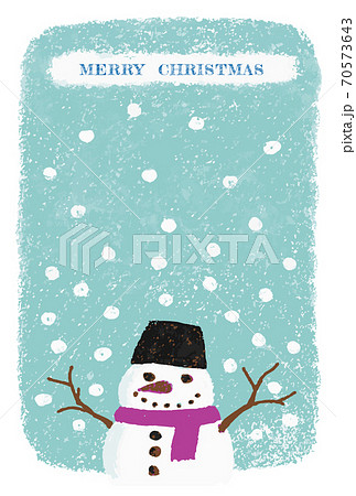 雪だるまのクリスマスカード 手描きのクレヨン画イラストのイラスト素材 雪だるまのクリスマスカード 手描きのクレヨン画イラストのイラスト素材