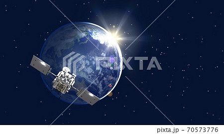 地球　探査機　帰還　3DCGイメージ　ワイドサイズ(星あり) 70573776