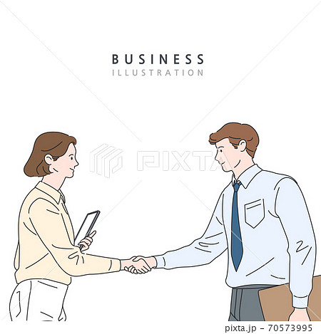 握手 タブレット ビジネスマンのイラスト素材