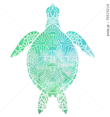 Silhouette Of A Sea Turtle Top View With のイラスト素材