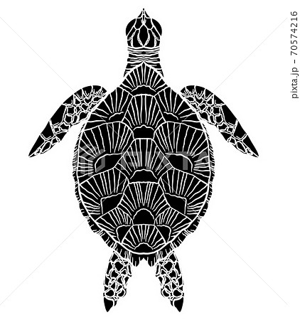 Black And White Silhouette Of A Sea Turtle Top のイラスト素材