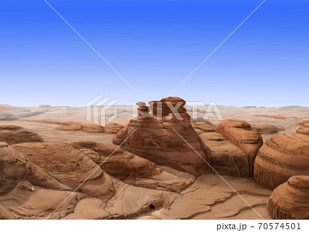 岩砂漠のイラストのイラスト素材