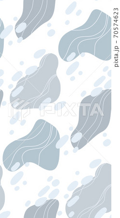 Abstract modern seamless pattern with color blots and wavy lines and dots on white background. Flat vector background 70574623