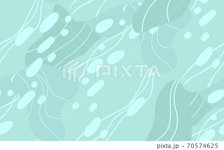 Abstract turquoise modern seamless pattern with color blobs and wavy lines and dots. Flat vector background 70574625