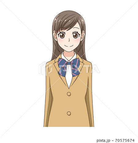 笑顔でカメラ目線の制服の女の子のイラスト素材