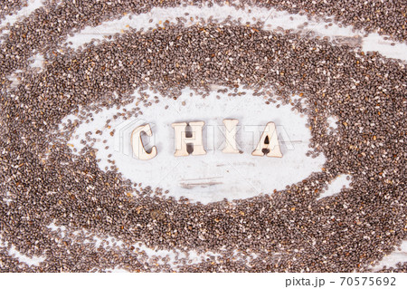 Heap of chia seeds, concept of food containing natural vitamins, fiber and minerals 70575692