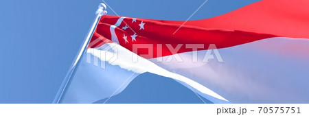 3D rendering of the national flag of Singapore waving in the wind 70575751