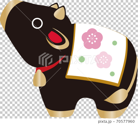 New Year's card Ox year calf clay bell Japanese... - Stock Illustration ...