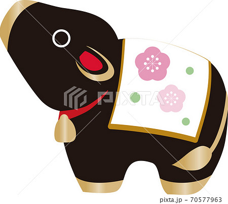 年賀状 丑年 子牛の土鈴 黒毛和牛 イラスト素材のイラスト素材