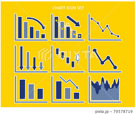 グラフのベクターイラストセット グラフ 折れ線グラフ 株価 チャート 棒グラフのイラスト素材
