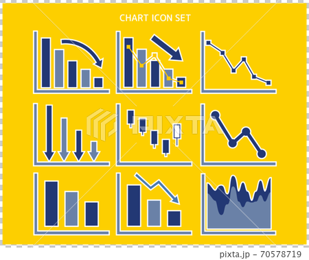 グラフのベクターイラストセット　グラフ 折れ線グラフ　株価　チャート　棒グラフ 70578719