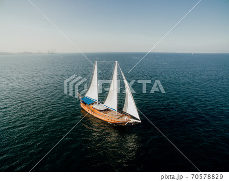 Aerial View of the Palinuro Sailing Ship at Sea Aerial View of the Palinuro Sailing Ship at Sea 70578829