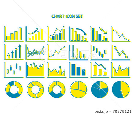 グラフのベクターイラストセット 折れ線グラフ 株価 チャート 棒グラフのイラスト素材