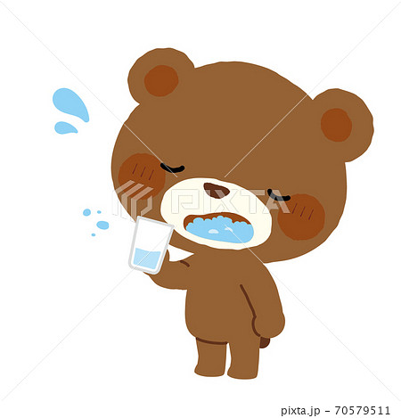 うがいをするくまさんのイラスト素材