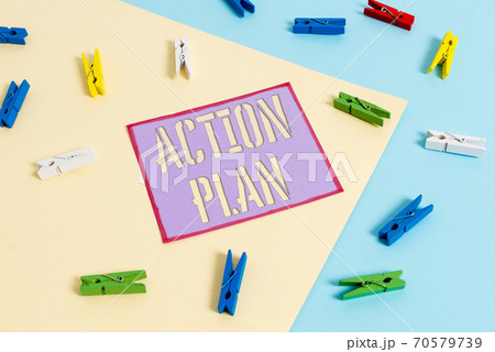 Handwriting text Action Plan. Concept meaning list 70579739