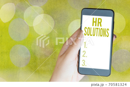 Writing note showing Hr Solutions. Business photo Writing note showing Hr Solutions. Business photo 70581324