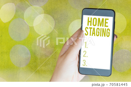 Writing note showing Home Staging. Business photo Writing note showing Home Staging. Business photo 70581445
