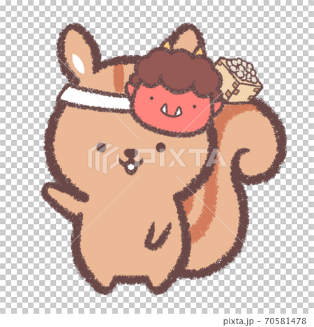 A guide squirrel wearing a Setsubun mask A guide squirrel wearing a Setsubun mask 70581478