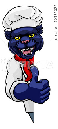 Panther Chef Mascot Sign Cartoon Character Panther Chef Mascot Sign Cartoon Character 70582022