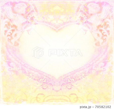happy valentines day vintage card with cupids and heart-shaped frame 70582102