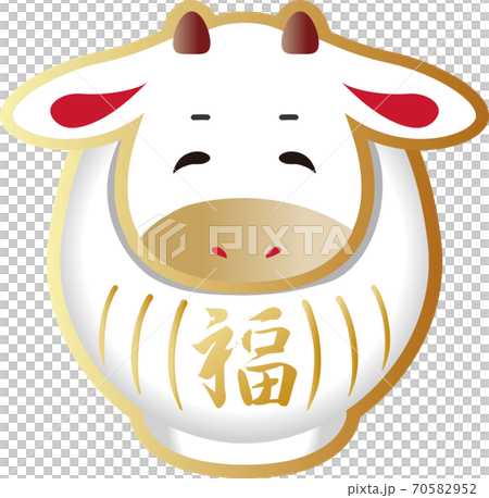 Examination New Year's card material Cow Daruma Illustration material Examination New Year's card material Cow Daruma Illustration material 70582952