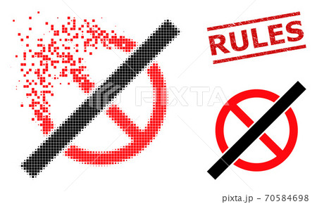 Decomposed Dot No Rules Icon and Grunge Rules Seal Decomposed Dot No Rules Icon and Grunge Rules Seal 70584698