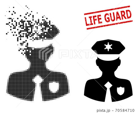 Dissolving Dot Constable Icon and Scratched Life Guard Seal 70584710