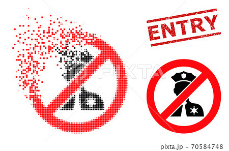 Broken Pixel No Entry Police Icon and Textured Entry Stamp Broken Pixel No Entry Police Icon and Textured Entry Stamp 70584748