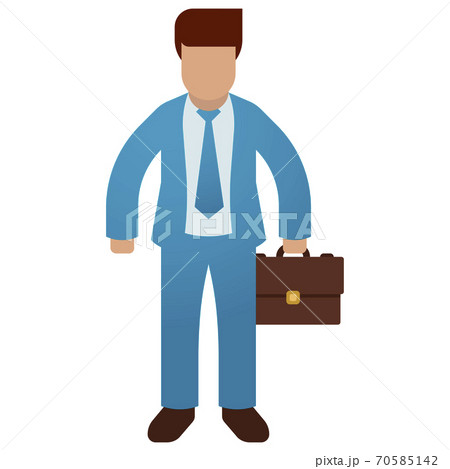 Businessman holding briefcase isolated on white background. Vector illustration flat design. Male cartoon character. Office manager in a business suit. Confident man 70585142