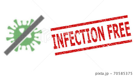 Grunge Infection Free Stamp and Halftone Dotted No SARS Virus 70585375