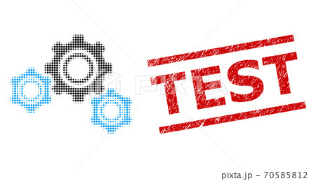 Distress Test Seal Stamp and Halftone Dotted Gears Distress Test Seal Stamp and Halftone Dotted Gears 70585812