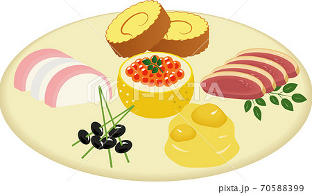 皿盛りのおせちのイラスト素材 7059