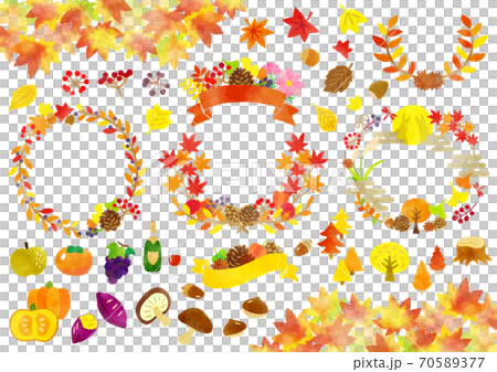 Handwritten autumn material set 70589377