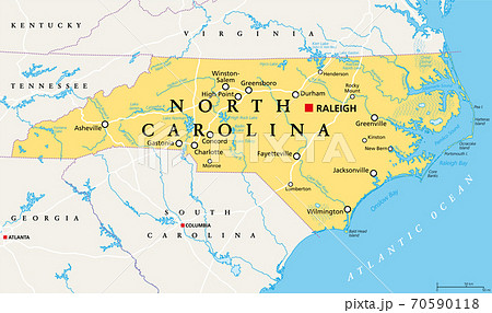 Carolina On A Map North Carolina, Nc, Political Map. With The... - Stock Illustration  [70590118] - Pixta