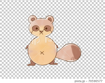 水彩風かわいい狸のキャラクターイラストのイラスト素材