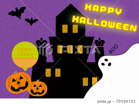 ハロウィン　夜　かぼちゃ　お化け　こうもり 70590732