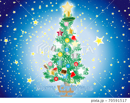 クリスマス 星とクリスマスツリーのイラスト素材