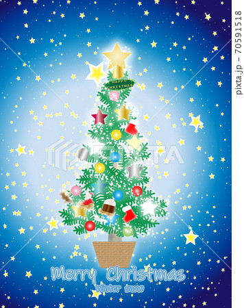 クリスマス 星とクリスマスツリーのイラスト素材