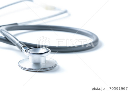 Old medical stethoscope isolated on white background. 70591967