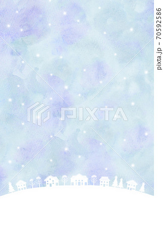 雪の街並み　シルエット　水彩風 70592586