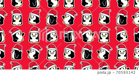 Penguin Seamless Pattern Christmas Santa Claus のイラスト素材