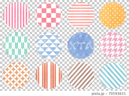 水彩素材 丸 水玉 和柄 のイラスト素材