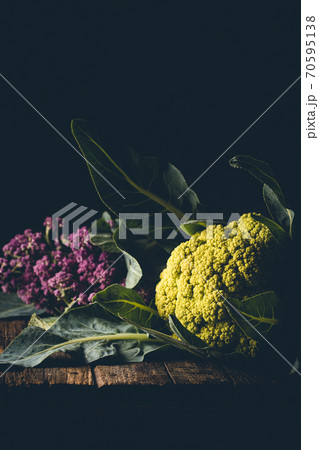 Head of green color cauliflower 70595138
