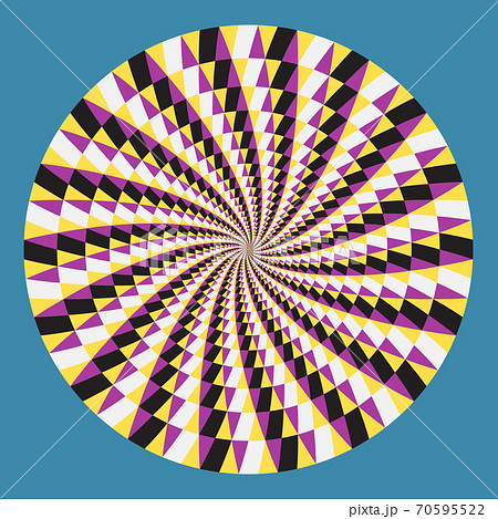 Abstract background with circle. Optical illusion effect with color triangles. 70595522
