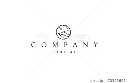 Vector logo on which an abstract image of a landscape with hills and a tree branch in a circle. 70595695
